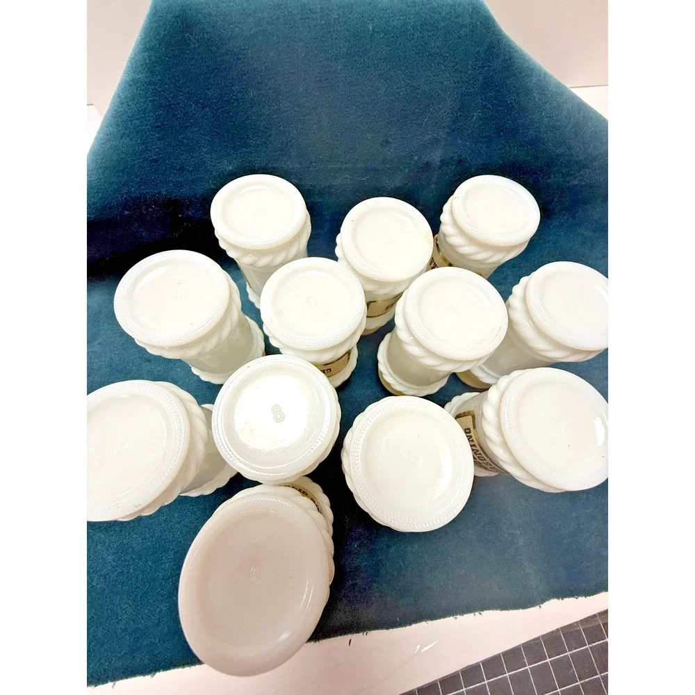 Vintage Milk Glass Spice Jars Set Of 12 With Lids Retro Kitchen Storage